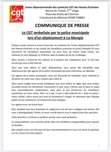 communiqué la mongie